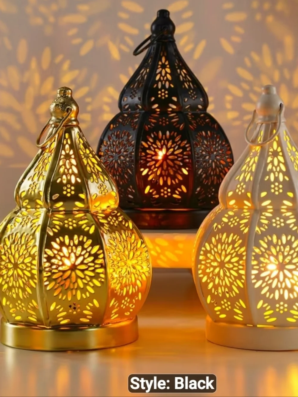 NEW! Ornate Black Metal Lantern Candle Holder